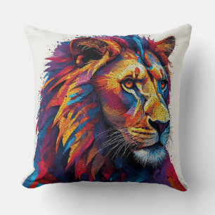 Colourful Mosaic Lion Sculpture Cushion