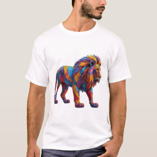 Colourful Mosaic Lion Sculpture T-Shirt