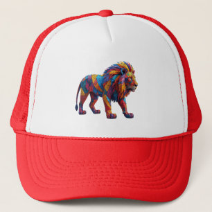 Colourful Mosaic Lion Sculpture Trucker Hat