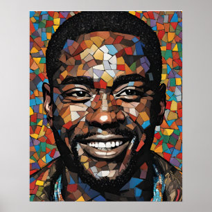Colourful Mosaic Mans Face Wall Art