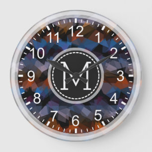 Colourful Mosaic Modern Monogram #12 Large Clock