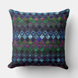Colourful Mosaic Pattern Burlap Look #20 Cushion