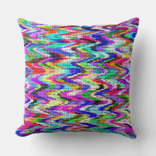 Colourful Mosaic Pattern Burlap Look #37 Cushion