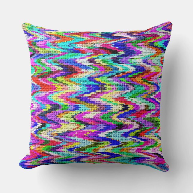 Colourful Mosaic Pattern Burlap Look #37 Cushion (Front)