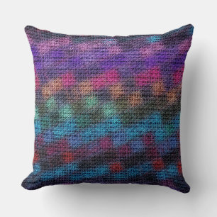 Colourful Mosaic Pattern Burlap Look #49 Cushion