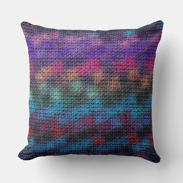 Colourful Mosaic Pattern Burlap Look #49 Cushion (Front)