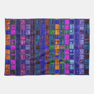 Colourful Mosaic Pattern Burlap Rustic #11 Tea Towel