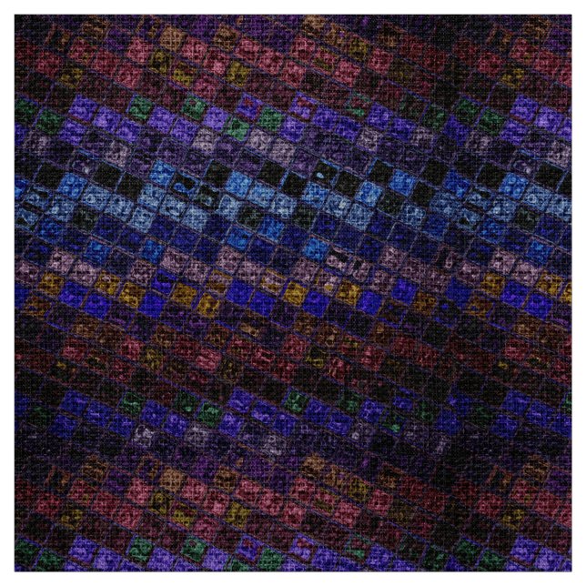 Colourful Mosaic Pattern Burlap Rustic #17 Fabric (Swatch)