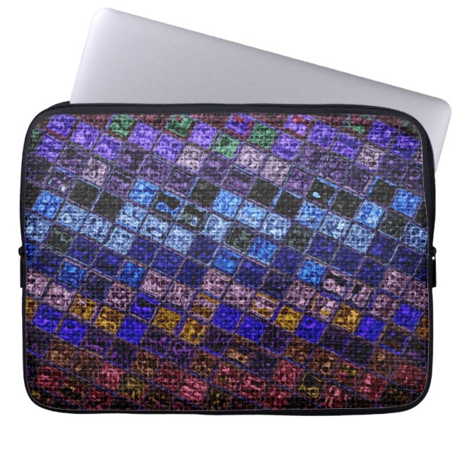 Colourful Mosaic Pattern Burlap Rustic #17 Laptop Sleeve (Front)