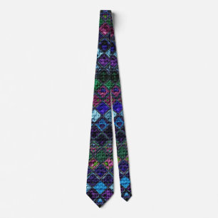 Colourful Mosaic Pattern Burlap Rustic #20 Tie