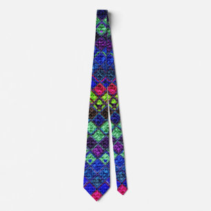 Colourful Mosaic Pattern Burlap Rustic #2 Tie