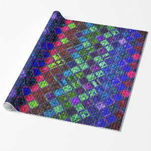 Colourful Mosaic Pattern Burlap Rustic #2 Wrapping Paper