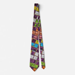 Colourful Mosaic Pattern Burlap Rustic #4 Tie