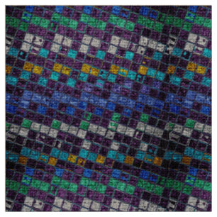 Colourful Mosaic Pattern Burlap Rustic #5 Fabric