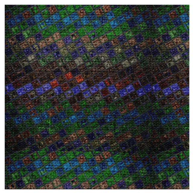 Colourful Mosaic Pattern Burlap Rustic #6 Fabric (Swatch)