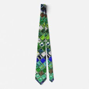 Colourful Mosaic Pattern Burlap Rustic #8 Tie