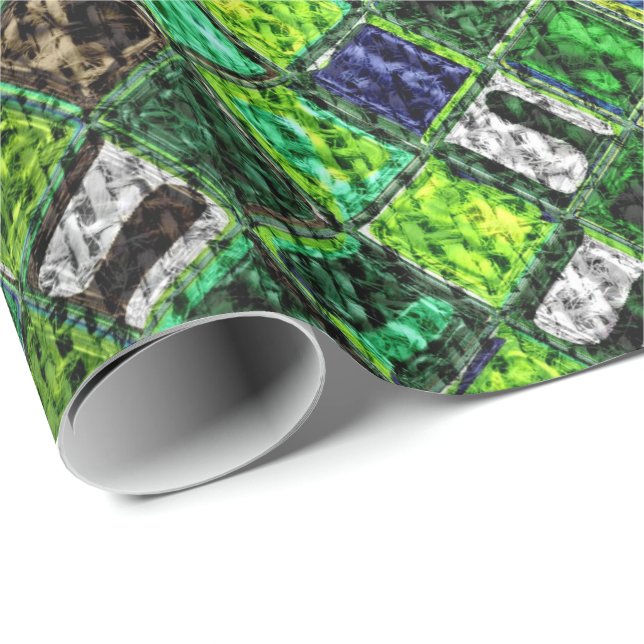 Colourful Mosaic Pattern Burlap Rustic #8 Wrapping Paper (Roll Corner)