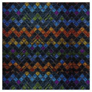Colourful Mosaic Pattern Burlap Rustic #9 Fabric