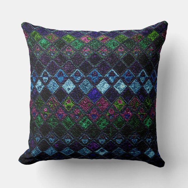 Colourful Mosaic Pattern Leather Look #20 Cushion (Front)