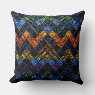 Colourful Mosaic Pattern Leather Look #9 Cushion