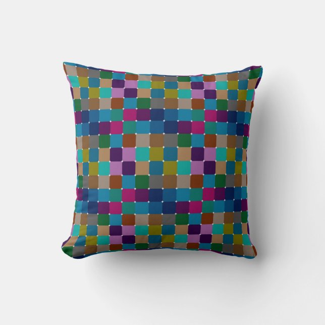 Colourful mosaic pattern throw pillow (Front)