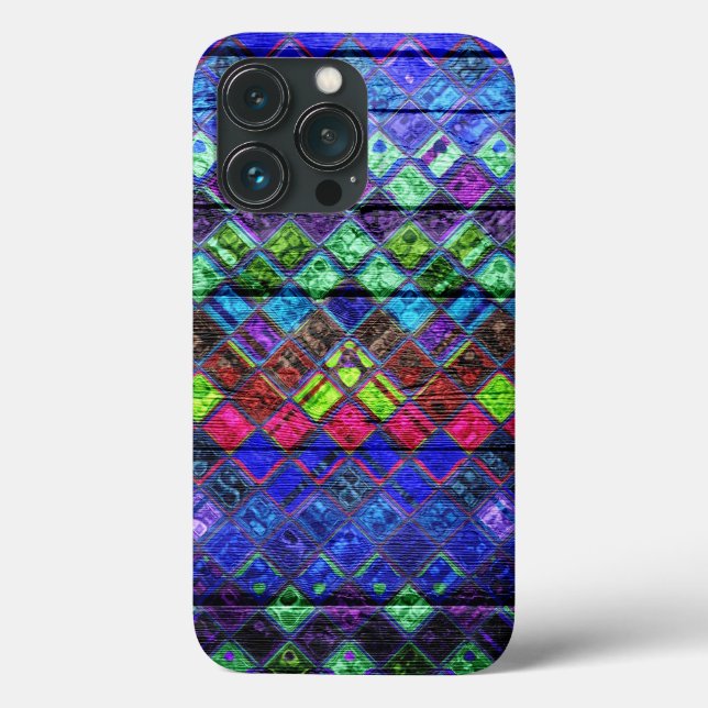 Colourful Mosaic Pattern Wood Look #2 Case-Mate iPhone Case (Back)