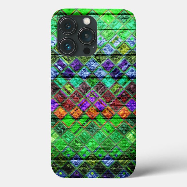 Colourful Mosaic Pattern Wood Look #3 Case-Mate iPhone Case (Back)