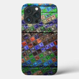 Colourful Mosaic Pattern Wood Look #6 iPhone 13 Pro Case