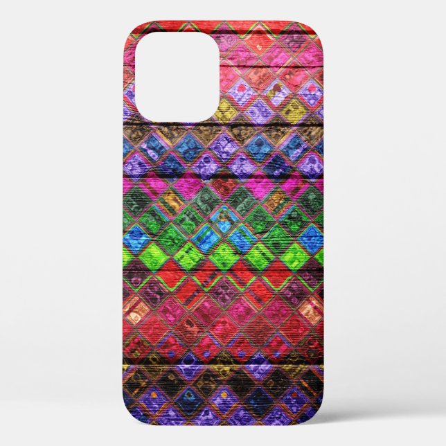 Colourful Mosaic Pattern Wood Look Case-Mate iPhone Case (Back)