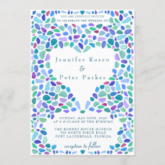 Colourful Mosaic Sea Glass Wedding Invitation