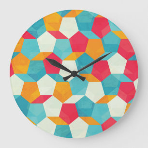 Colourful Mosaic, Seamless Artistic Pattern. Large Clock