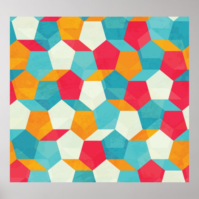 Colourful Mosaic, Seamless Artistic Pattern. Poster (Front)