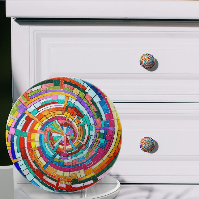 Colourful Mosaic Spiral Ceramic Knob (Creator Uploaded)