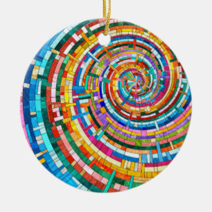 Colourful Mosaic Spiral Ceramic Ornament