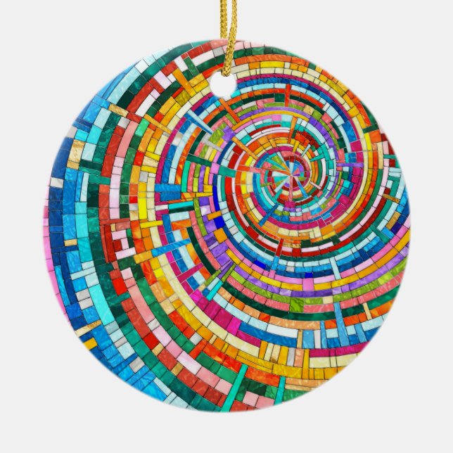 Colourful Mosaic Spiral Ceramic Ornament (Front)