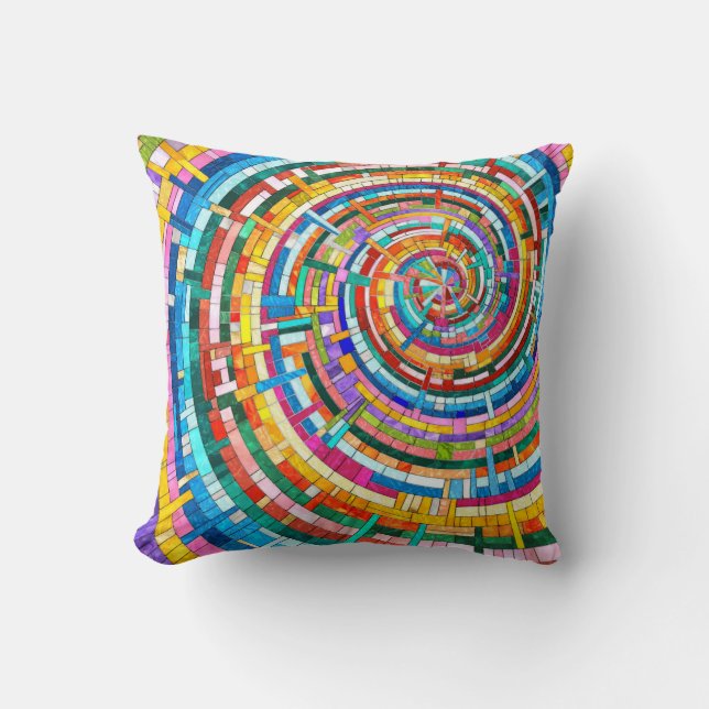 Colourful Mosaic Spiral Cushion (Front)