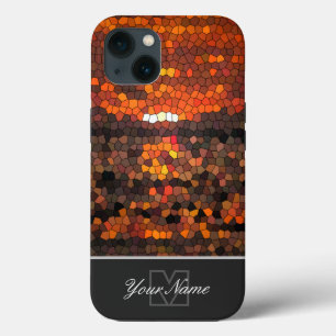 Colourful mosaic sunset tiles with Monogram! iPhone 13 Case