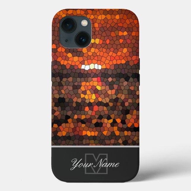 Colourful mosaic sunset tiles with Monogram! Case-Mate iPhone Case (Back)
