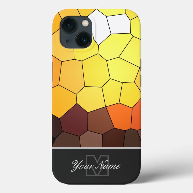 Colourful mosaic sunset tiles with Monogram! Case-Mate iPhone Case (Back)