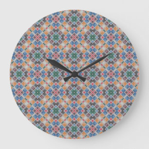 Colourful Mosaic Tile Pattern Large Clock