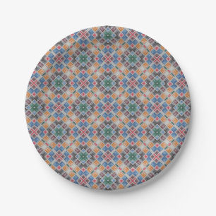 Colourful Mosaic Tile Pattern Paper Plate