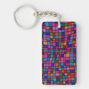Colourful Mosaic Tiles Pattern Key Ring