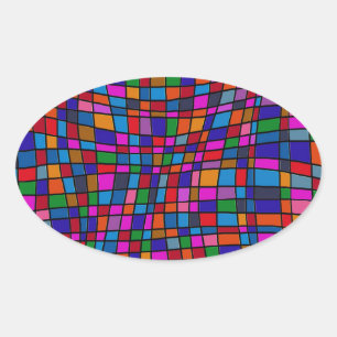Colourful Mosaic Tiles Pattern Oval Sticker