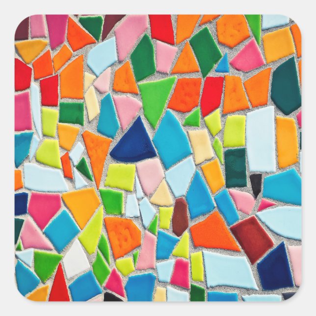 Colourful Mosaic Tiles Square Sticker (Front)