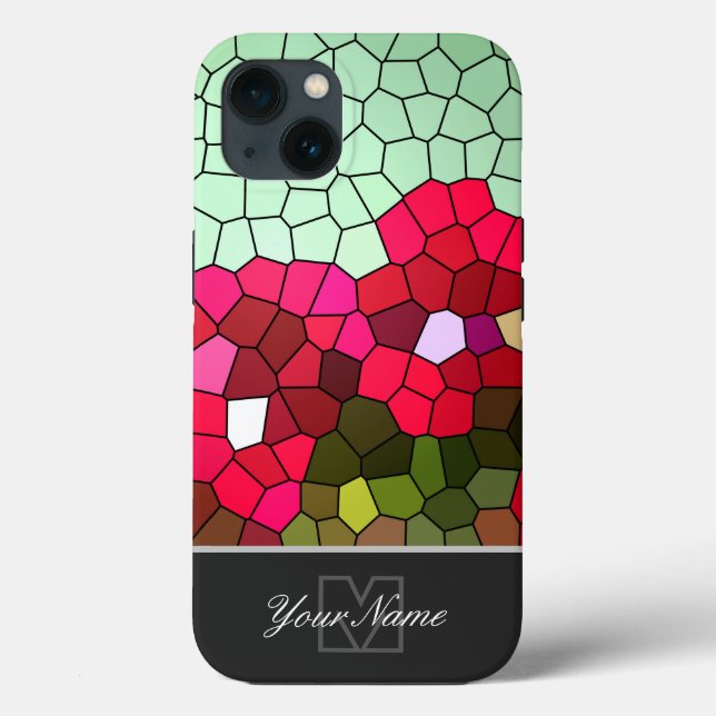 Colourful mosaic tiles with Monogram! Case-Mate iP iPhone Case (Back)