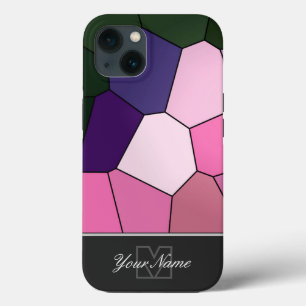 Colourful mosaic tiles with Monogram! iPhone 13 Case