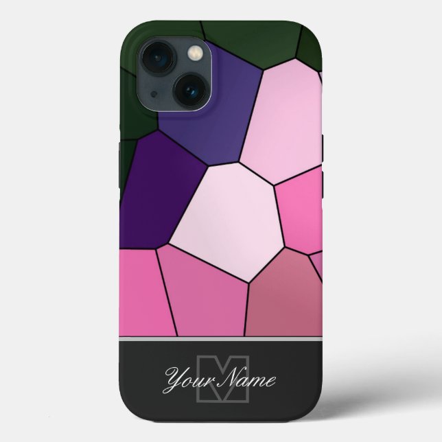 Colourful mosaic tiles with Monogram! Case-Mate iPhone Case (Back)