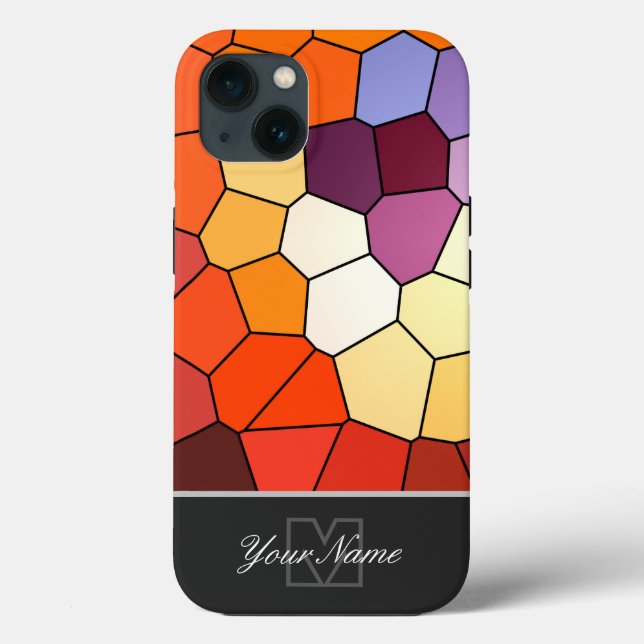 Colourful mosaic tiles with Monogram! Case-Mate iPhone Case (Back)