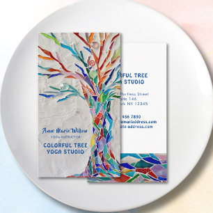 Colourful Mosaic Tree Yoga Studio Business Card