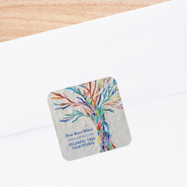 Colourful Mosaic Tree Yoga Studio  Square Sticker (Creator Uploaded)